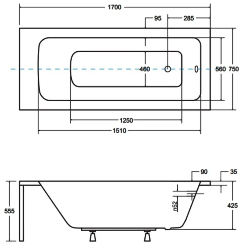 Cada de baie din acril Besco Talia 170x75 (White) - 4