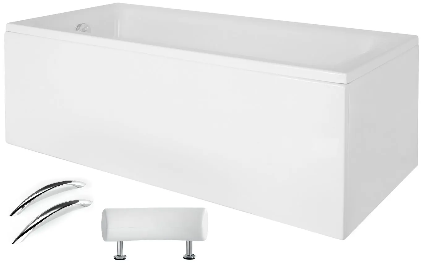 Cada de baie din acril Besco Talia Premium 160x75 + Ambition + Standard (White/Chrome)