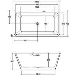 Ванна акриловая Besco Varya Glam 150x75 (Graphite/White/Gold) Thumb