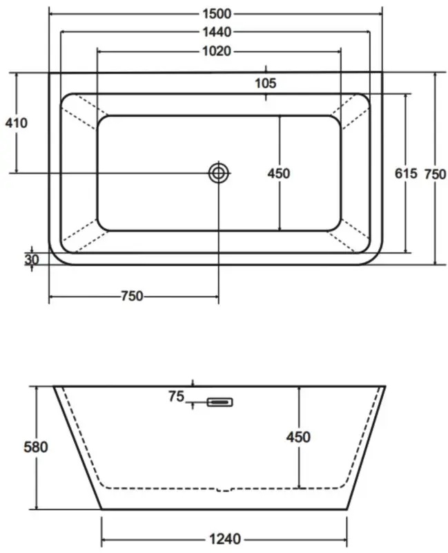 Ванна акриловая Besco Varya Glam 150x75 (Graphite/White/Gold) - 3