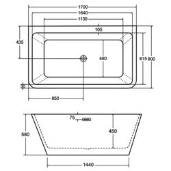 Ванна акриловая Besco Varya Glam 170x80 (Graphite/White) Thumb