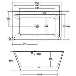 Cada de baie din acril Besco Varya Glam 170x80 (Graphite/White/Chrome) Thumb