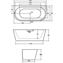 Ванна акриловая Besco Vica Glam 170x80 (Gold/White/Graphite) Thumb