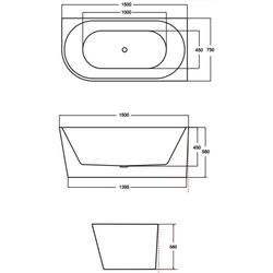 Cada de baie din acril Besco Zoya 150x75 Right (White/Graphite) Thumb