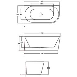 Ванна акриловая Besco Zoya 170x80 Left (White/Graphite) Thumb