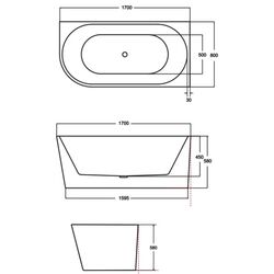 Ванна акриловая Besco Zoya 170x80 Right (White/Graphite) Thumb