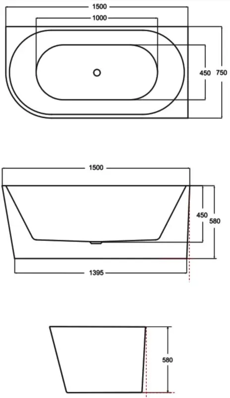 Ванна акриловая Besco Zoya Glam 150x75 Right (Graphite/White) - 2