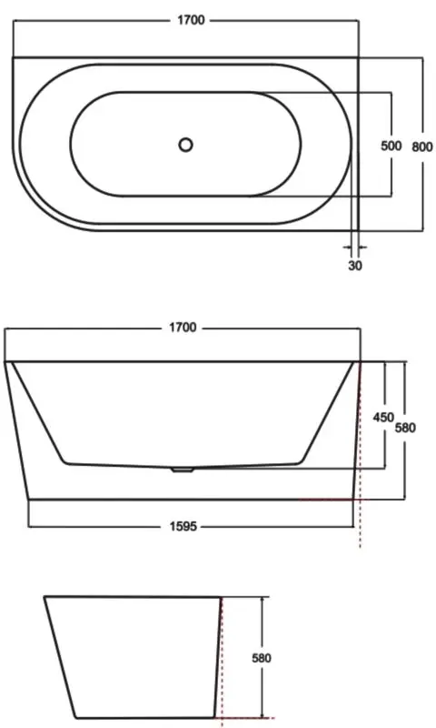Cada de baie din acril Besco Zoya Glam 170x80 Right (Graphite/White/Chrome) - 2