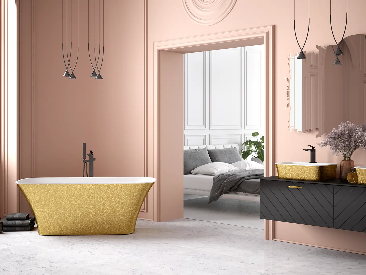 Cada de baie Besco Assos S-Line Glam WMD-160-ALZ 160x70 (Gold) - 3