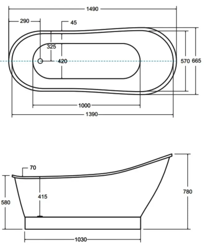 Cada de baie Besco Gloria 150x66 (White/Graphite) - 6