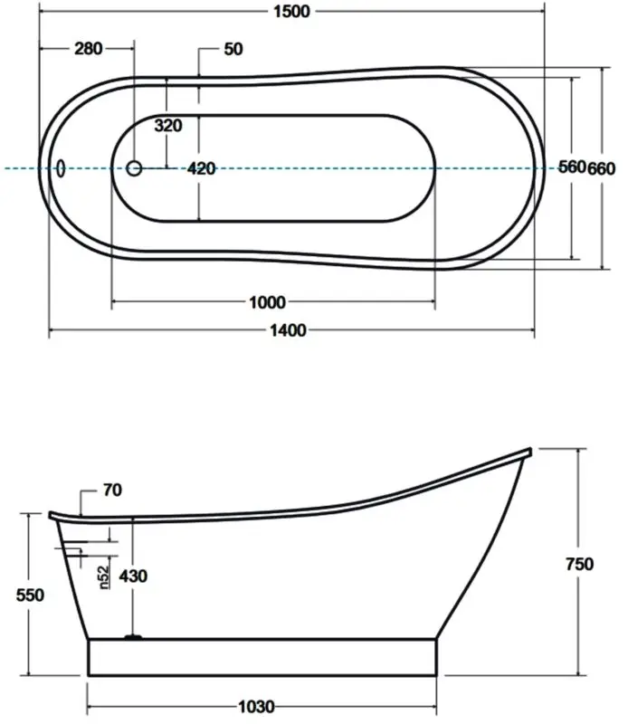 Cada de baie Besco Gloria Glam 150x66 (Graphite/White/Chrome) - 3