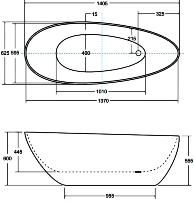 Ванна Besco Goya Black 140x60 XS (Black/Graphite) - 4