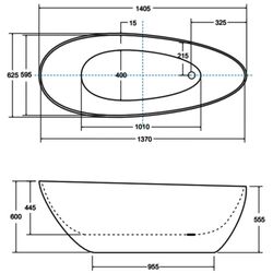 Cada de baie Besco Goya XS 142x62 XS (White/Graphite) Thumb
