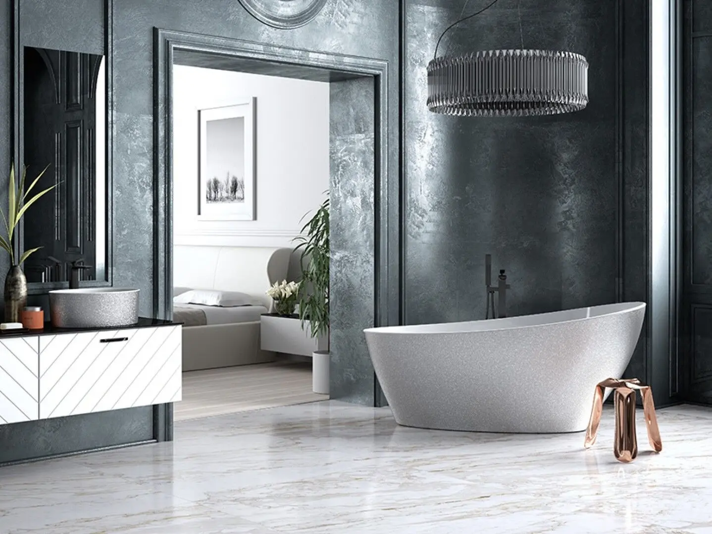 Cada de baie Besco Keya Glam WMD-165-KS 165x70 (Silver) - 4