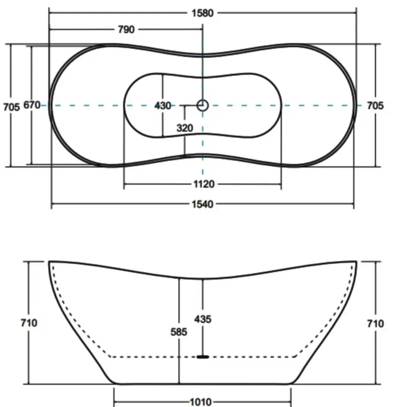 Ванна Besco Viya B&W 160x70 (Black/White/Graphite) - 6