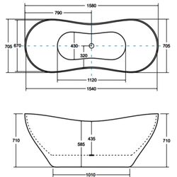 Ванна Besco Viya Glam 160x70 (Graphite/White/Chrome) Thumb
