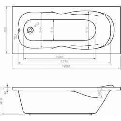 Ванна Bonito Home Zea 1600x700 (White) Thumb
