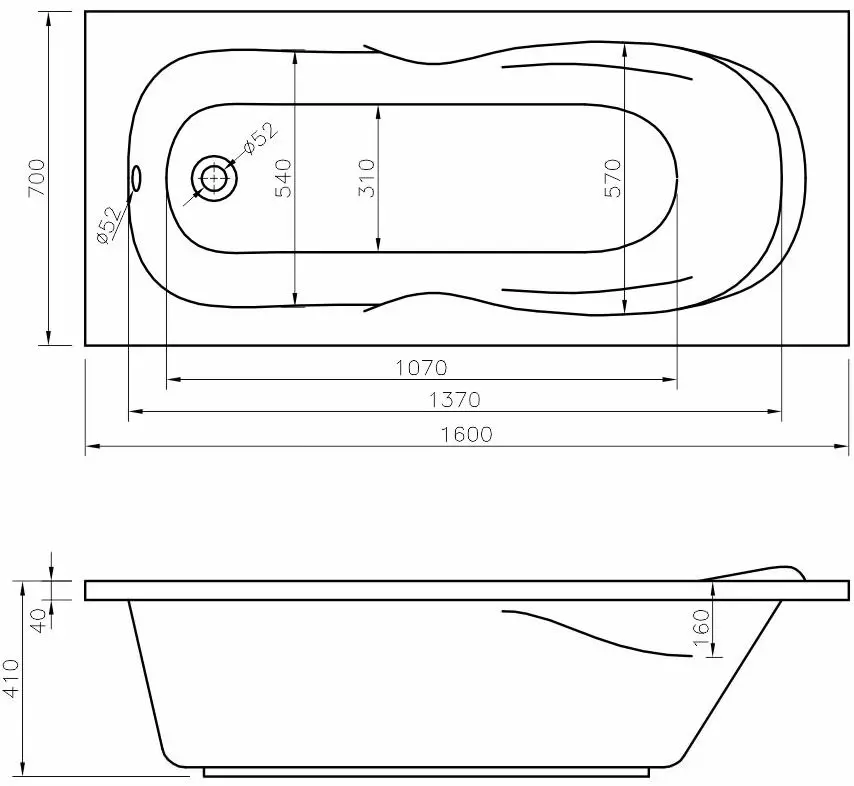 Ванна Bonito Home Zea 1600x700 (White)