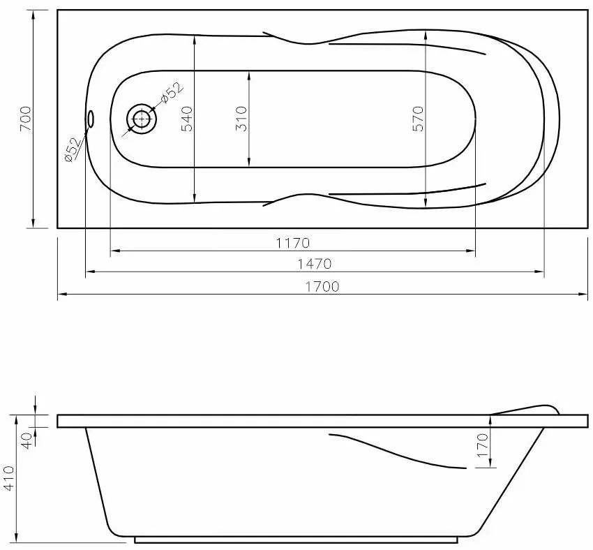 Ванна Bonito Home Zea 1700x700 (White)