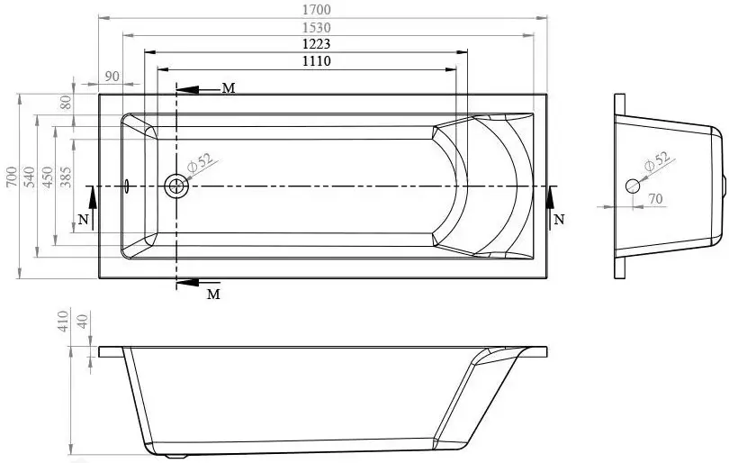 Ванна Bonito Home Aventura 180x80 (White) - 5