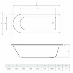 Cada de baie Bointo Home Elara 1500x700 (White) Thumb