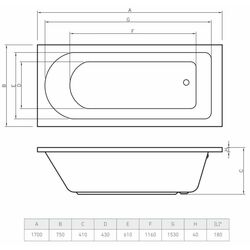 Cada de baie Bonito Home Elara 1700x750 (White) Thumb