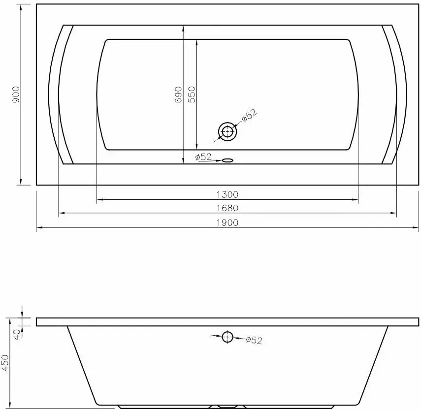 Ванна Bonito Home Tulip 1900x900 (White)