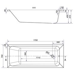 Cada de baie Cersanit Blissa 170x70+suport (White) Thumb