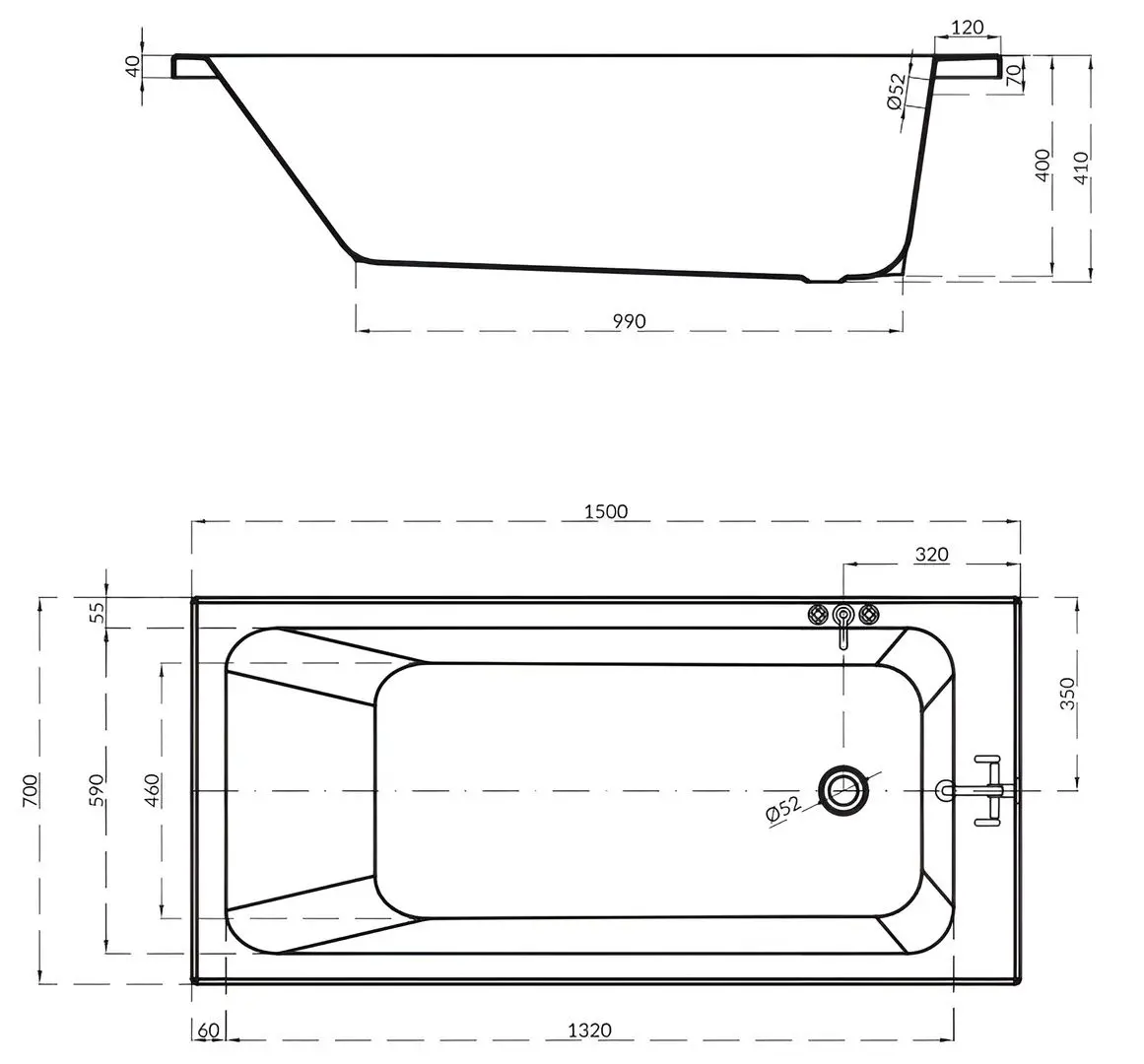 Ванна Cersanit Blissa 1500x700 (White)