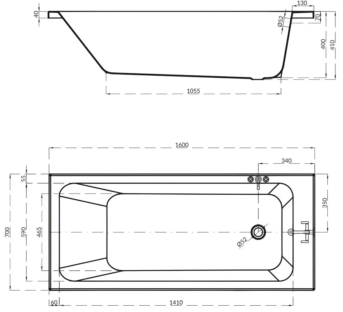 Ванна Cersanit Blissa 1600x700 (White)