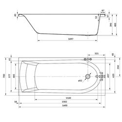 Cada Cersanit Iva S301-381 160x70 (White) Thumb