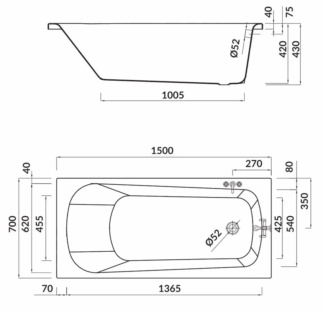 Cada Cersanit Nao S301-242 150x70 (White)