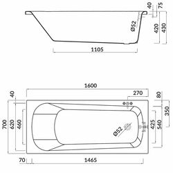 Cada Cersanit Nao S301-243 160x70 (White) Thumb