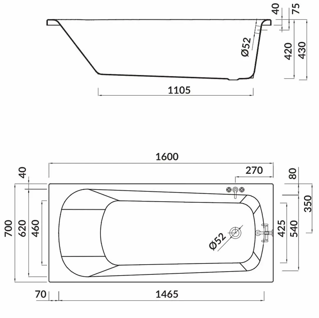 Cada Cersanit Nao S301-243 160x70 (White)