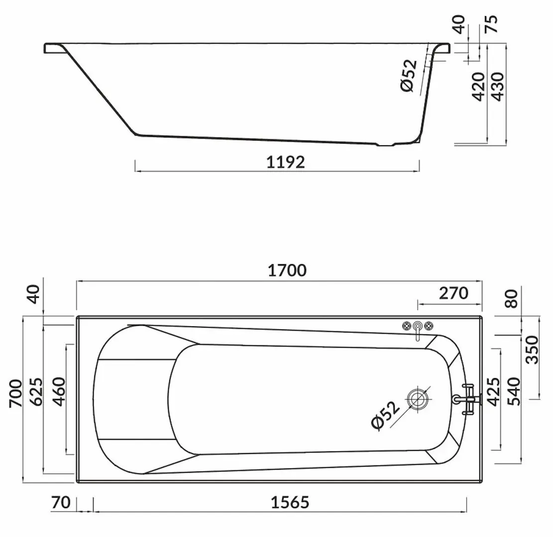 Ванна Cersanit Nao S301-244 170x70 (White)