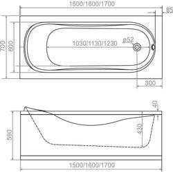 Cada de baie din acril Domani-Spa Classic 160х70 (White) Thumb