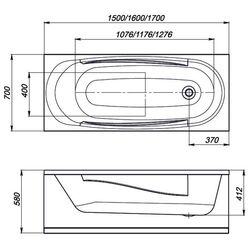 Cada de baie din acril Domani-Spa Standard 150х70 (White) Thumb