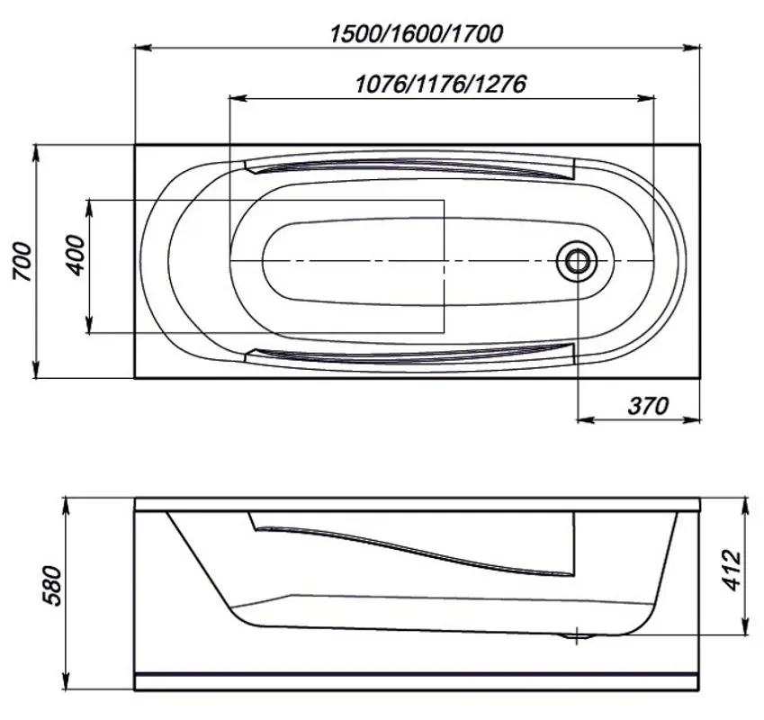 Cada de baie din acril Domani-Spa Standard 150х70 (White)