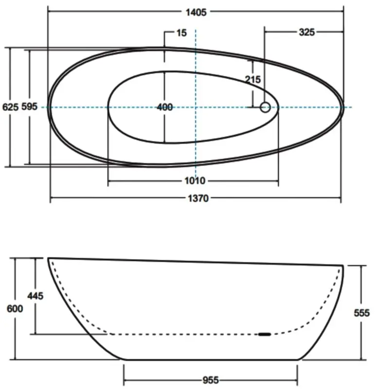 Cada de baie Besco Goya B&W 142x62 (Black/White/Graphite)