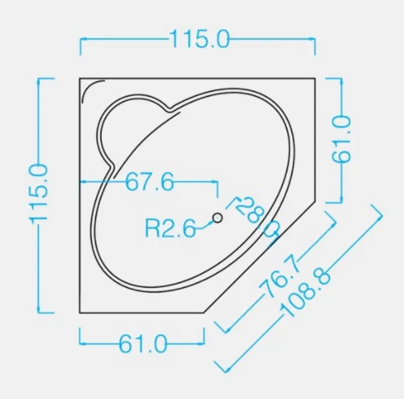 Cada de baie din acril Gravena Dallas 8032c 115x115 (White)