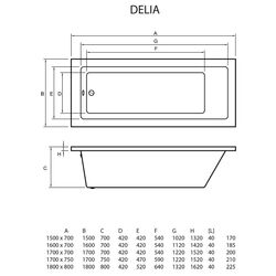 Ванна Bonito Home Delia 1500x700 (White) Thumb
