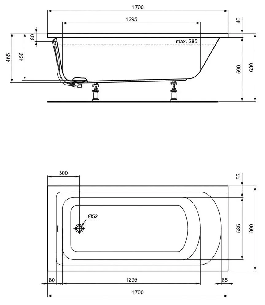 Cada de baie Ideal Standard Hotline K274701 170х80 (White) - 3