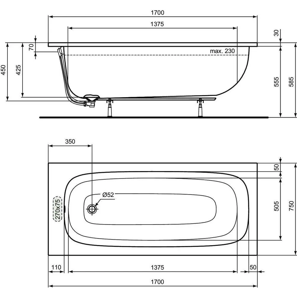 Cada de baie Ideal Standard I.Life T476001 170х75 (White)