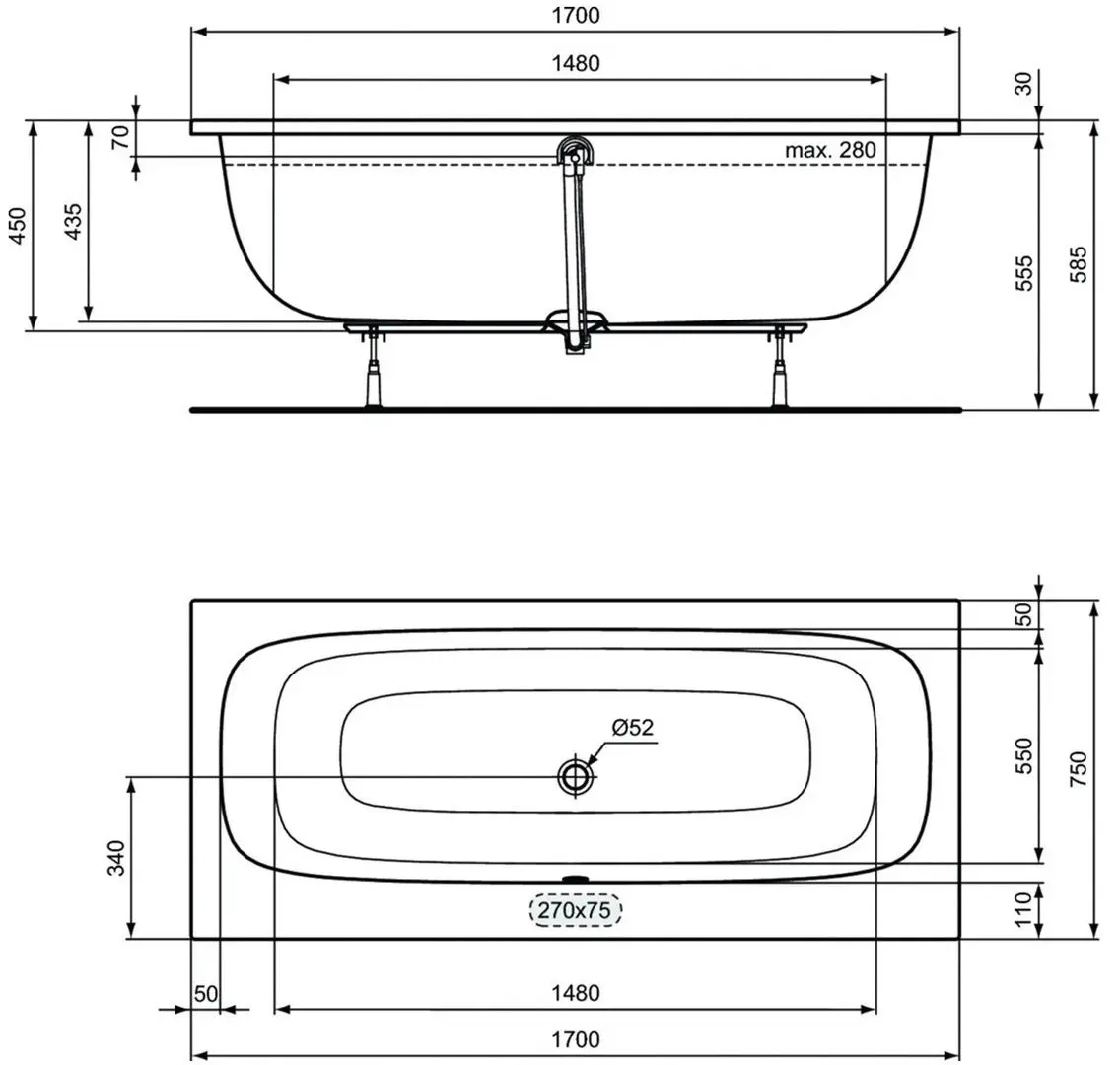Cada de baie Ideal Standard I.Life T476301 170х75 (White)