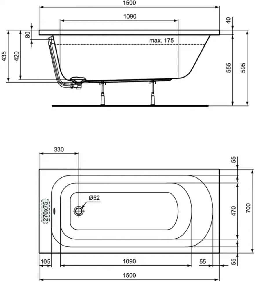 Cada baie Ideal Standard Simplicity 150x70 (White)