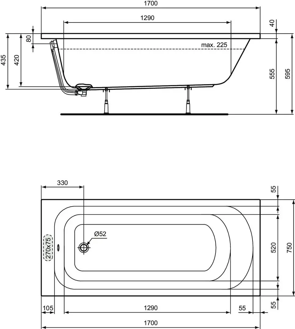 Cada de baie Ideal Standard Simplicity W004501 170х75 (White)