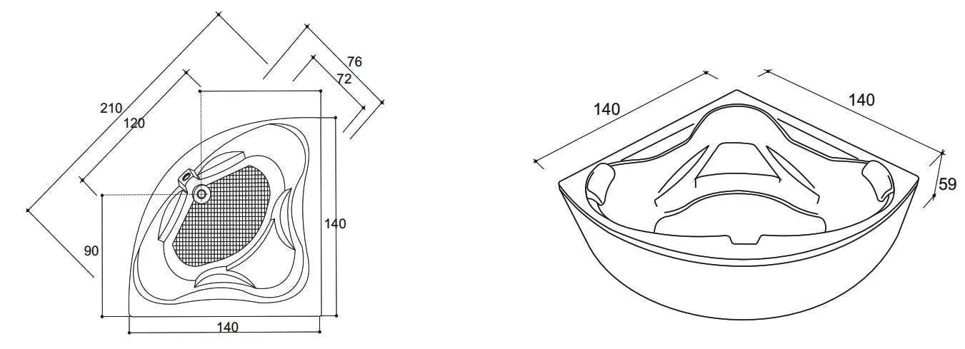 Ванна акриловая Kring Venus 140x140 (White)