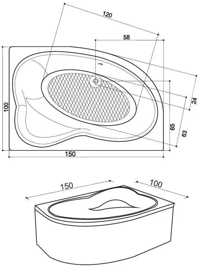 Ванна акриловая с гидромассажем Kring Cristal 150x100 Left (White)