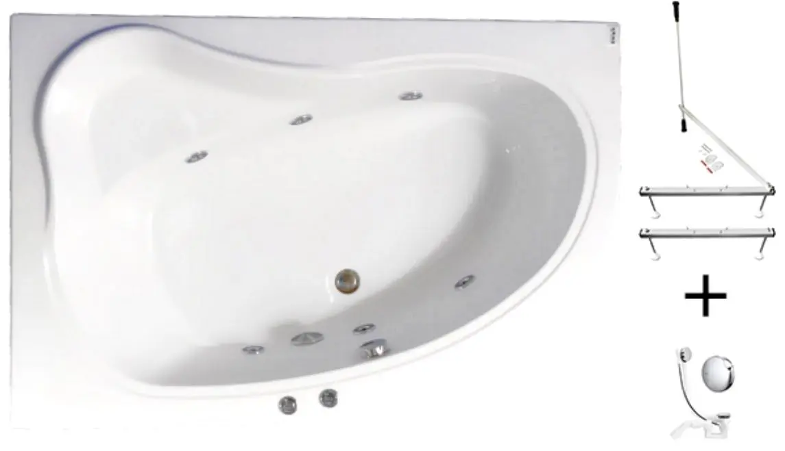 Cada de baie din acril hidromasaj Kring Cristal 150x100 Right (White)