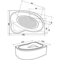 Cada de baie din acril hidromasaj Kring Cristal 150x100 Right (White) Thumb